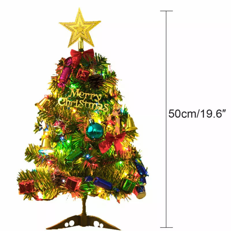 50cm Long Tabletop Artificial Small Mini Christmas Tree With LED Lights Ornament