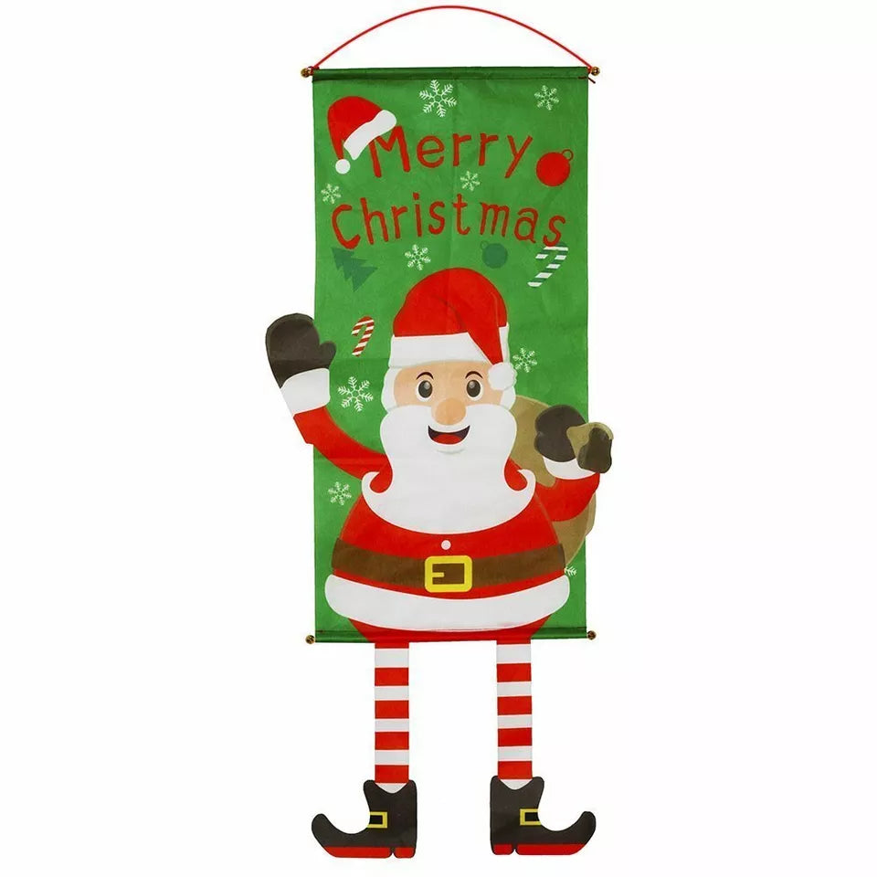 Christmas Hanging Banner Flag Door Window Décor Santa Reindeer Snowman Ornaments