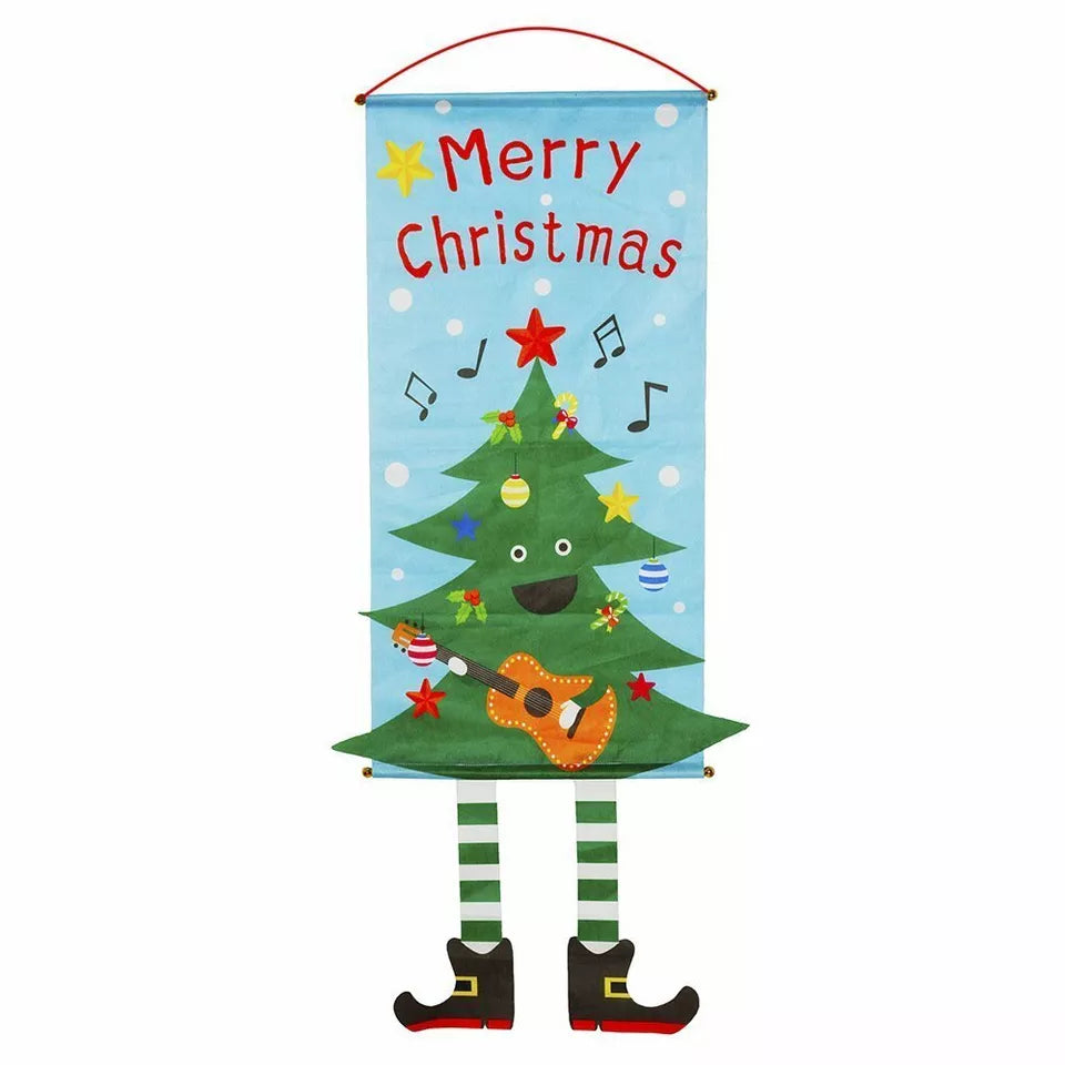 Christmas Hanging Banner Flag Door Window Décor Santa Reindeer Snowman Ornaments AU