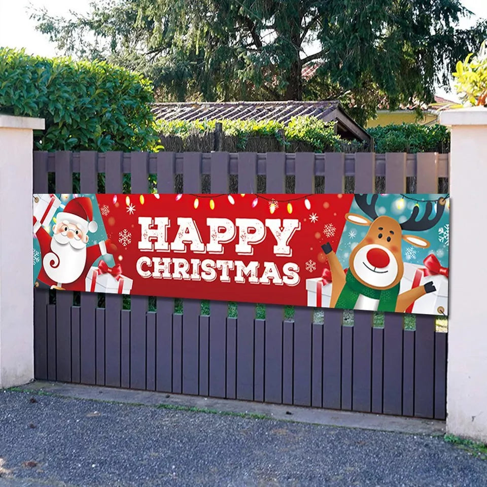 Large Merry Christmas Banner Sign Santa Xmas Outdoor Indoor Decoration Home AU