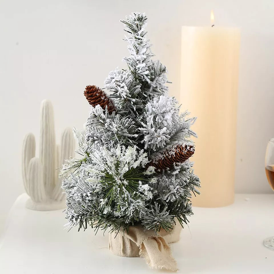 Small Mini Christmas Tree Snow Flocked Xmas Tree Tabletop Artificial Ornament