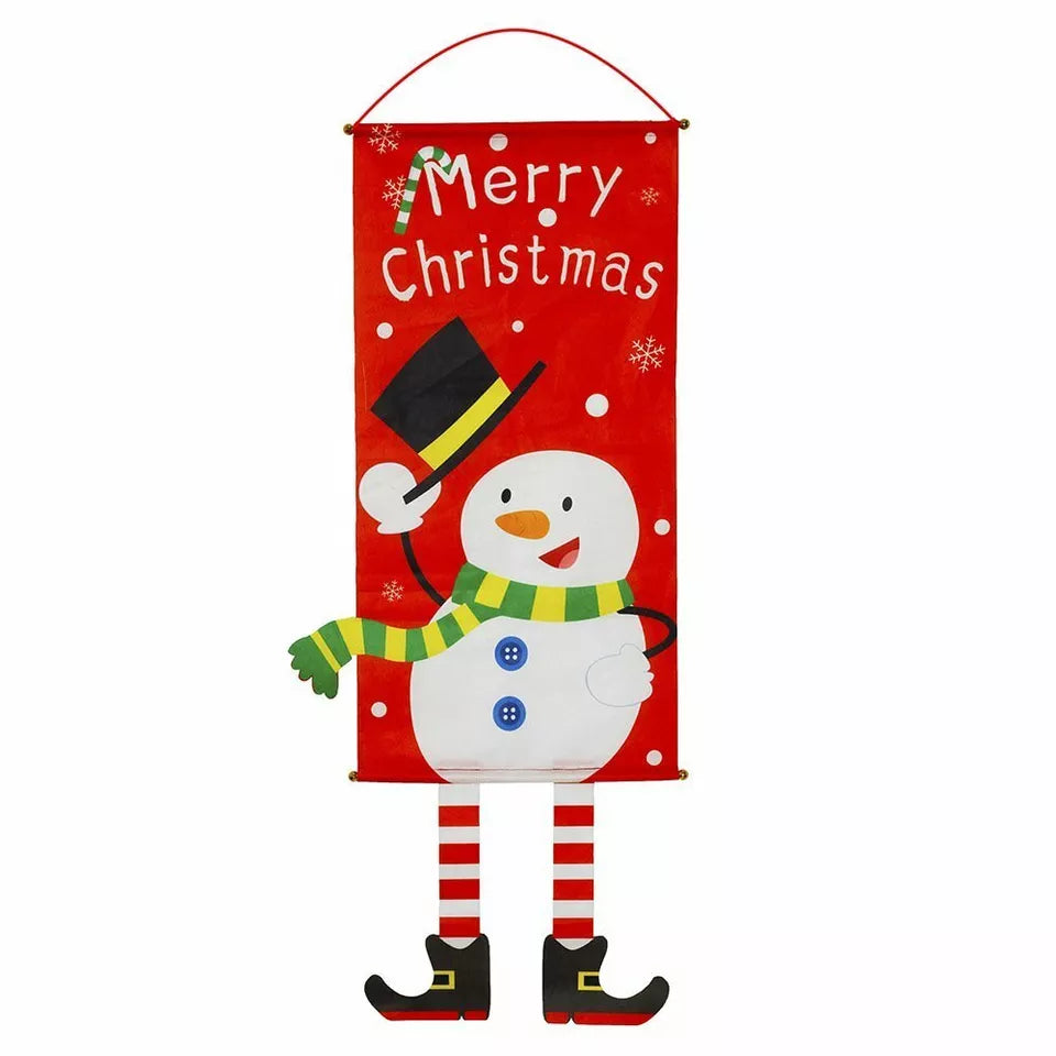 Christmas Hanging Banner Flag Door Window Décor Santa Reindeer Snowman Ornaments