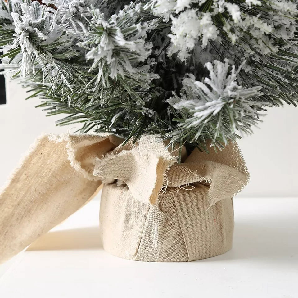 Small Mini Christmas Tree Snow Flocked Xmas Tree Tabletop Artificial Ornament
