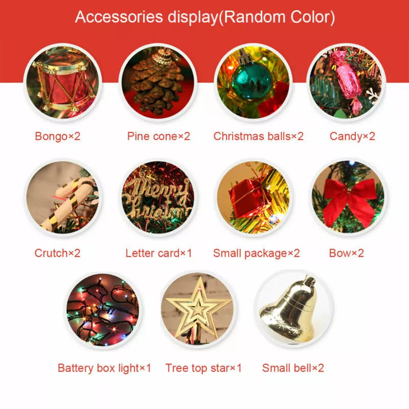 50cm Long Tabletop Artificial Small Mini Christmas Tree With LED Lights Ornament