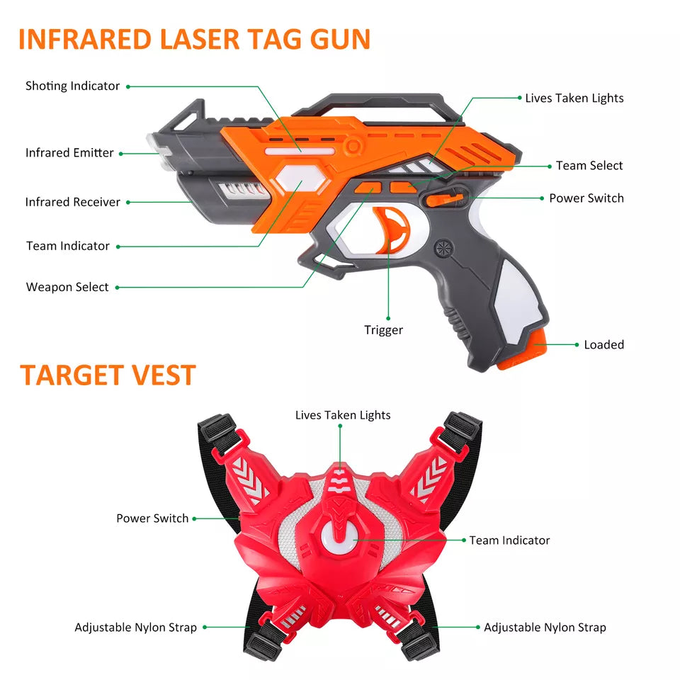ICONIC Forever Kids Infrared Laser Tag Guns Set of 4 Players and Vests