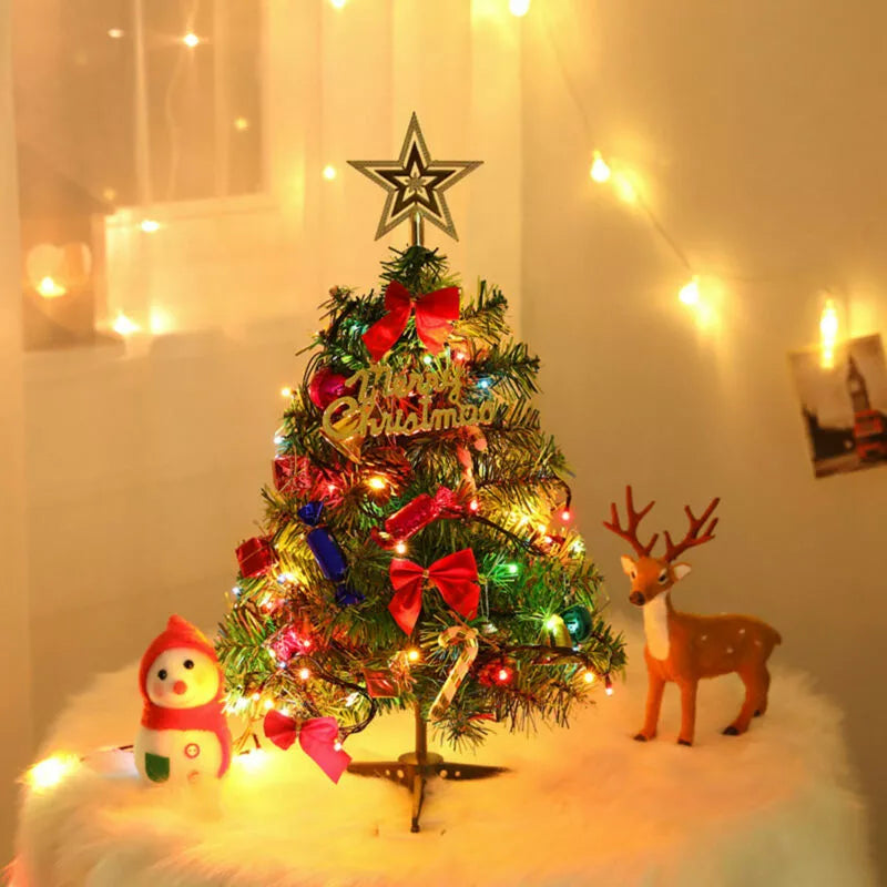 50cm Long Tabletop Artificial Small Mini Christmas Tree With LED Lights Ornament