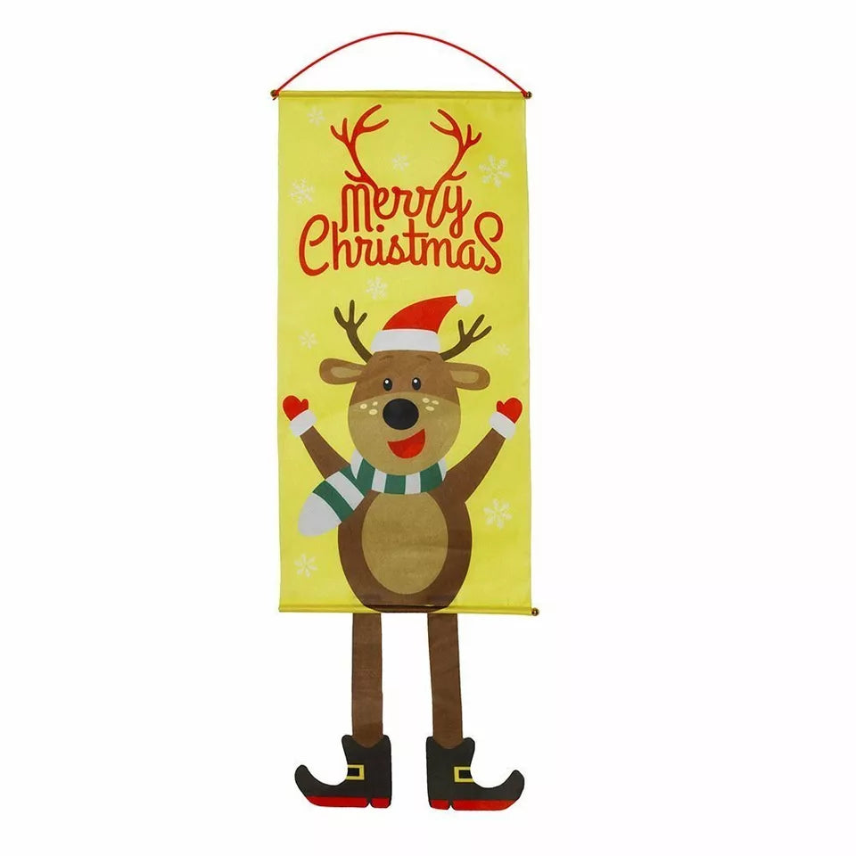 Christmas Hanging Banner Flag Door Window Décor Santa Reindeer Snowman Ornaments AU