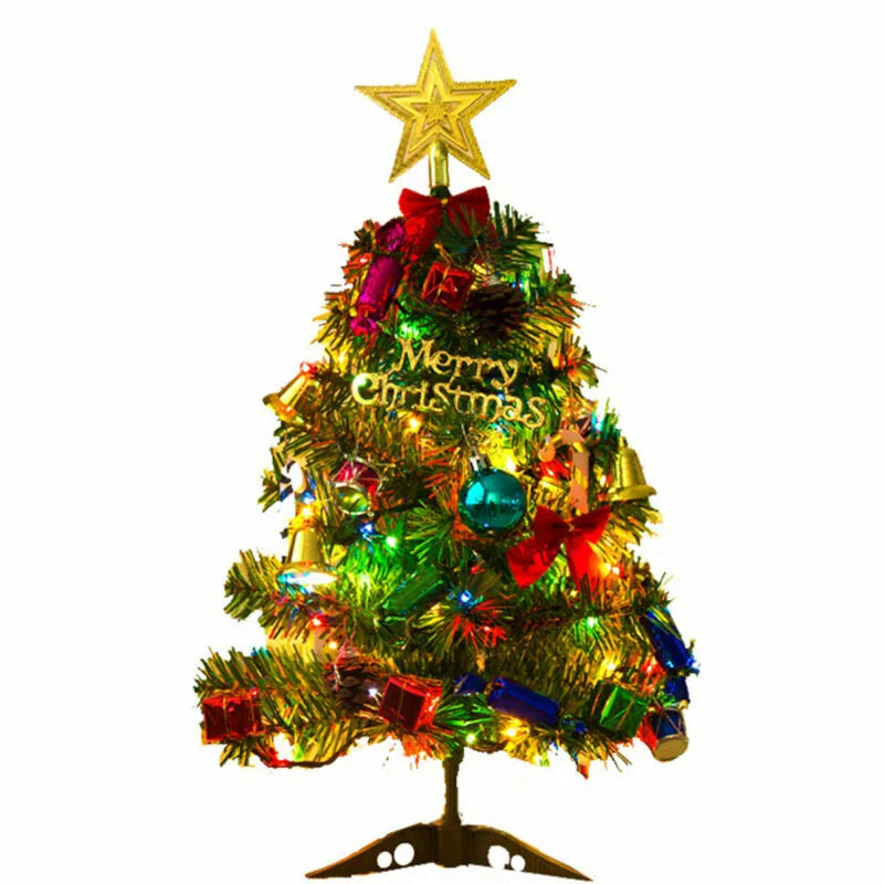 50cm Long Tabletop Artificial Small Mini Christmas Tree With LED Lights Ornament