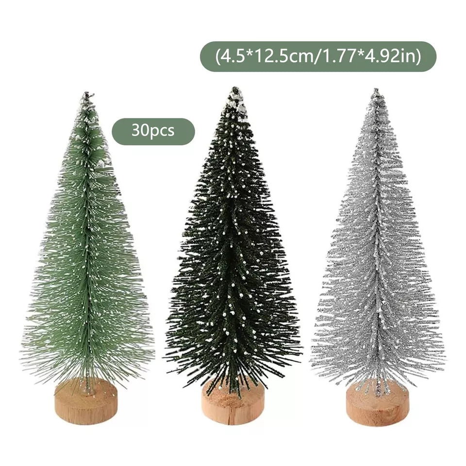 30Pcs Tabletop Artificial Small Mini Christmas Tree Xmas Table Desk Decoration