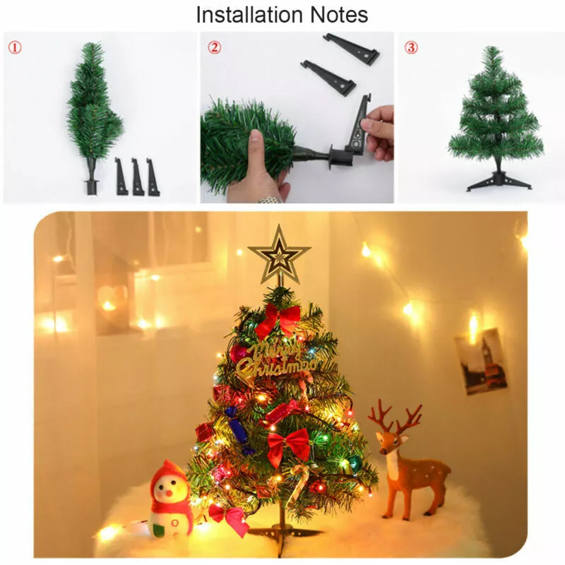 50cm Long Tabletop Artificial Small Mini Christmas Tree With LED Lights Ornament