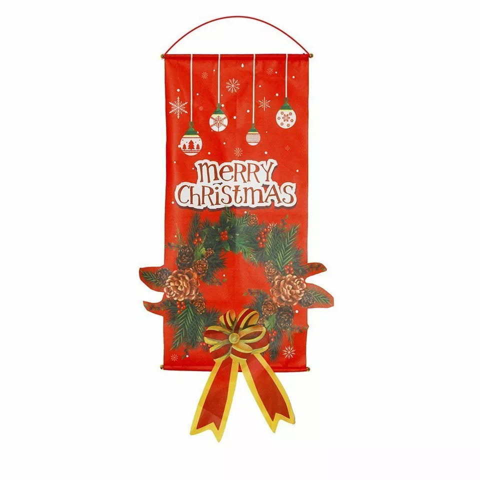 Christmas Hanging Banner Flag Door Window Décor Santa Reindeer Snowman Ornaments