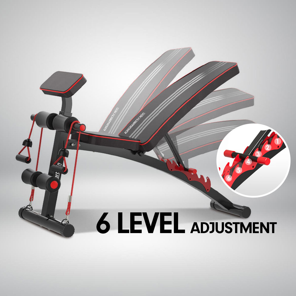 PowerTrain Adjustable Incline Decline Flat Home Gym Bench - 208