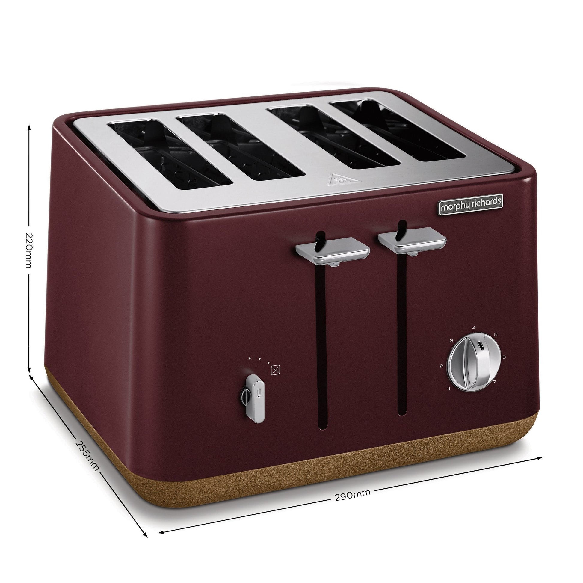 Morphy Richards Aspect 4-Slice Toaster - Maroon with Cork-Effect Trim