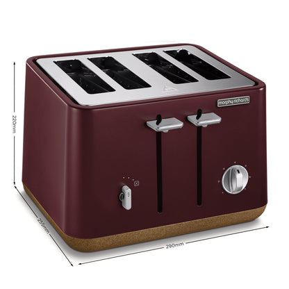 Morphy Richards Aspect 4-Slice Toaster - Maroon with Cork-Effect Trim