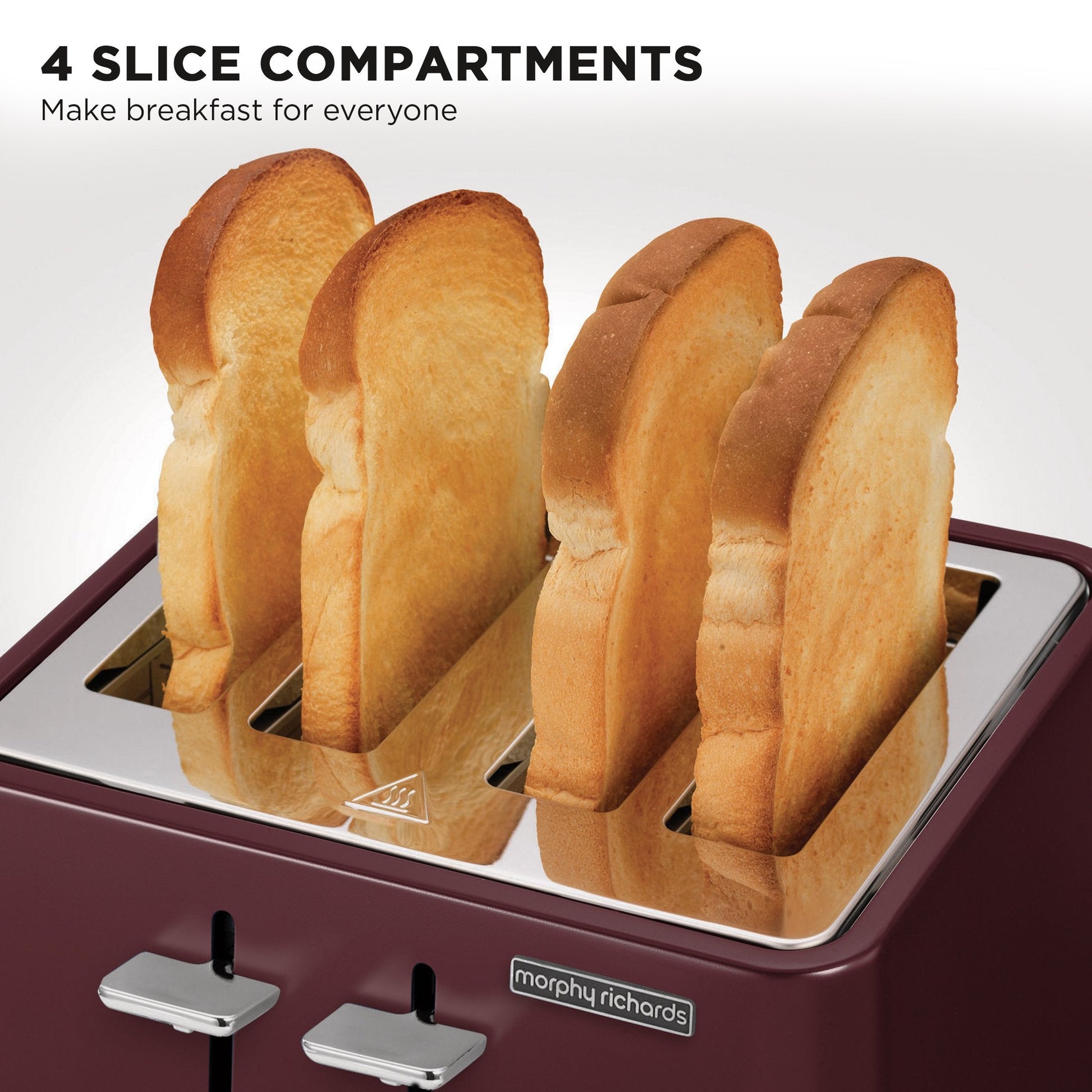 Morphy Richards Aspect 4-Slice Toaster - Maroon with Cork-Effect Trim