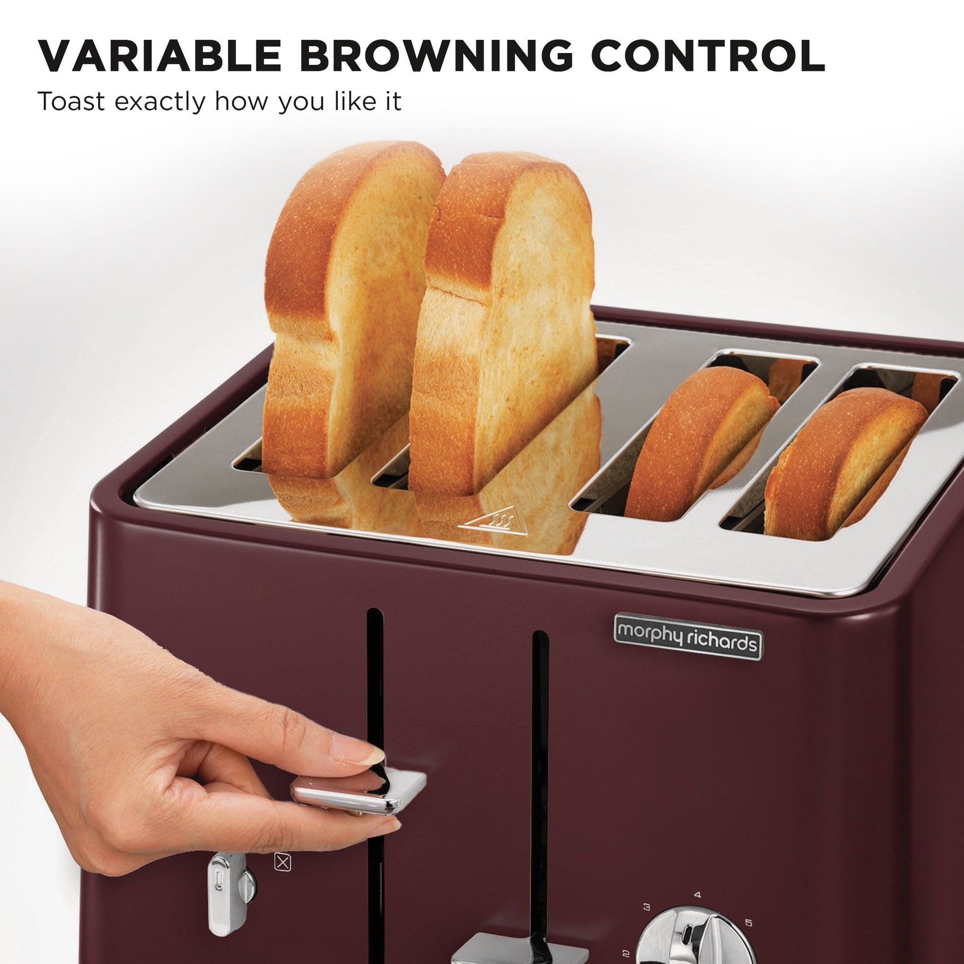 Morphy Richards Aspect 4-Slice Toaster - Maroon with Cork-Effect Trim