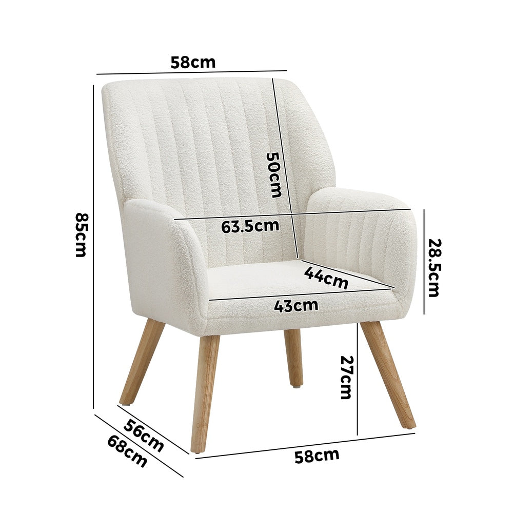 3x Armchair Lounge Sofa Chair Sherpa White