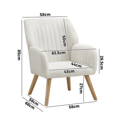 3x Armchair Lounge Sofa Chair Sherpa White