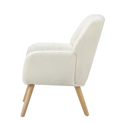 2x Armchair Lounge Sofa Chair Sherpa White