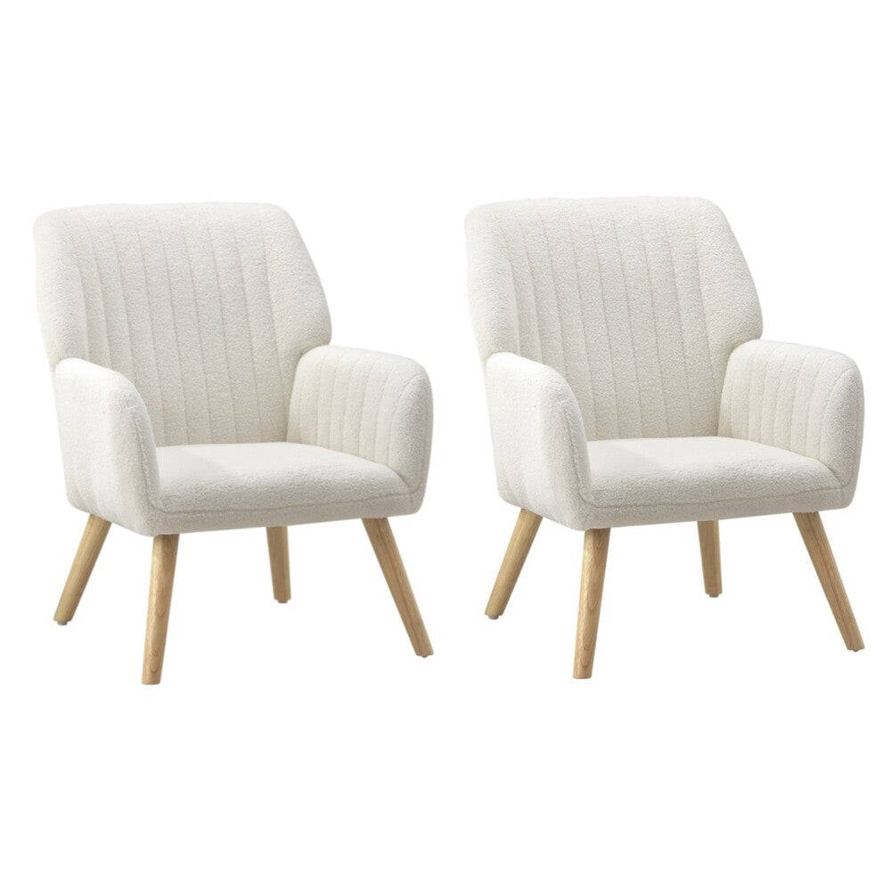4x Armchair Lounge Sofa Chair Sherpa White