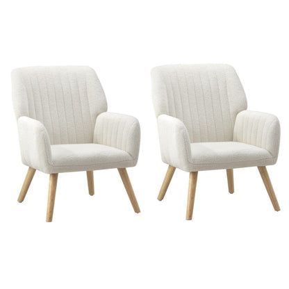 4x Armchair Lounge Sofa Chair Sherpa White