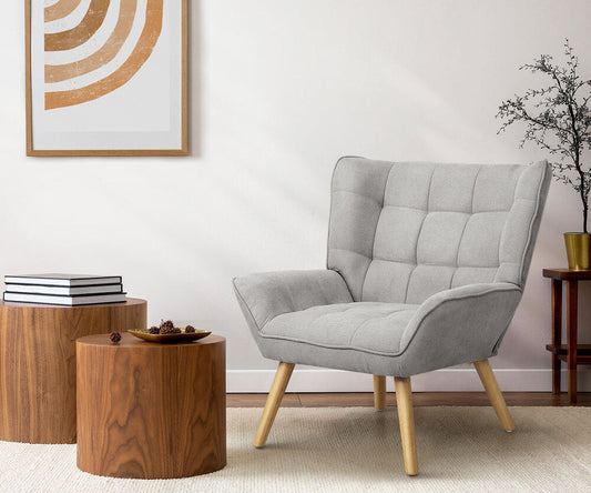 Armchair Accent Chairs Sofa Lounge Fabric Upholstered Tub Chair Grey