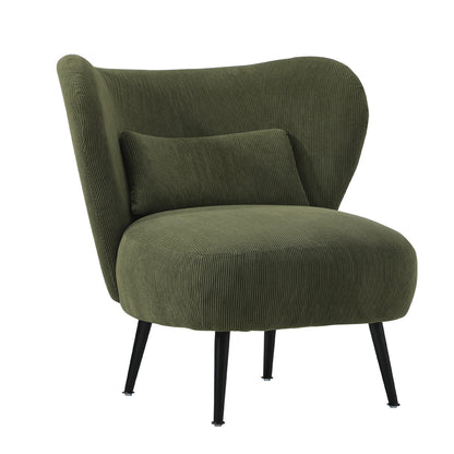 3x Armchair with Lumbar Pillow Wingback Velvet Green