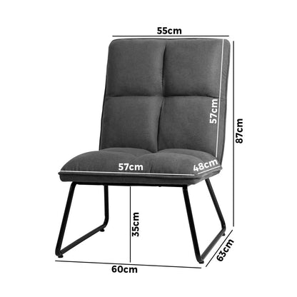 Armchair Lounge Chair Accent Chairs Linen Fabric Upholstered Dark Grey