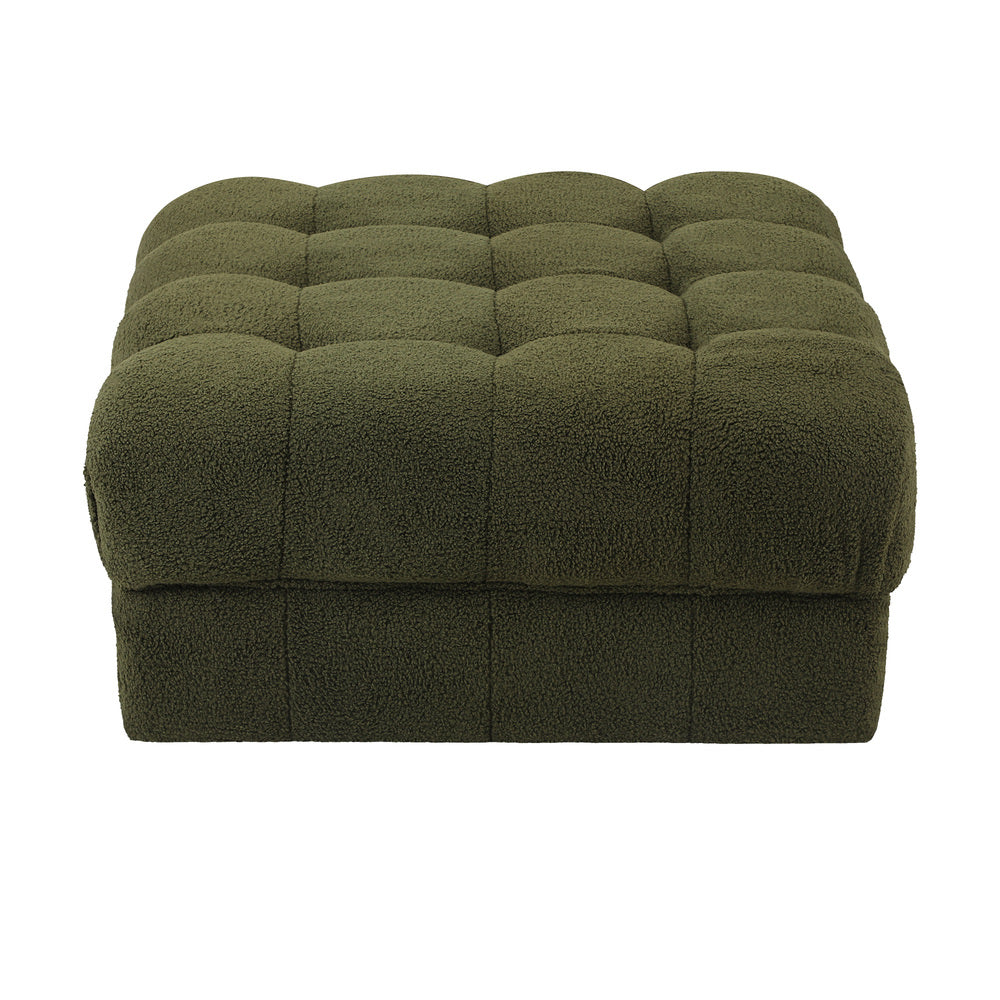 1 Seater Boucle Modular Ottoman Armless TOFU Green