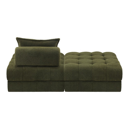 2/3/4/5/6 Seater Boucle Modular Sofa & Ottoman Set Green