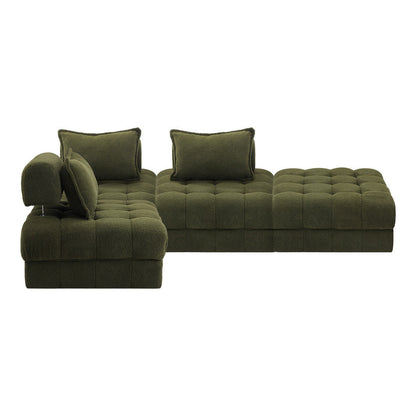 2/3/4/5/6 Seater Boucle Modular Sofa & Ottoman Set Green