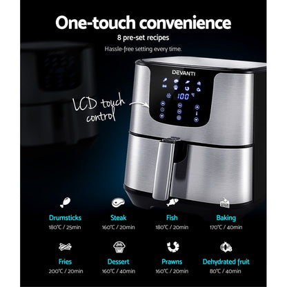 Air Fryer 7L Lcd Fryers Stainless Steel