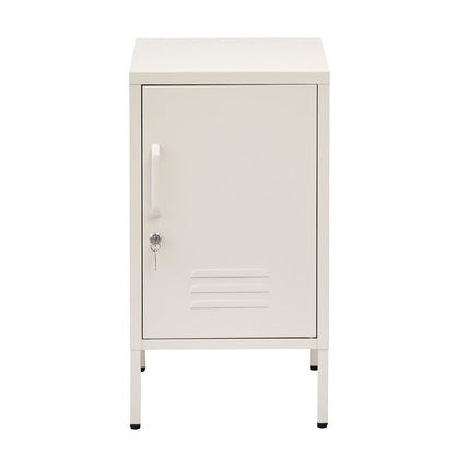 Sleek White Metal Bedside Table