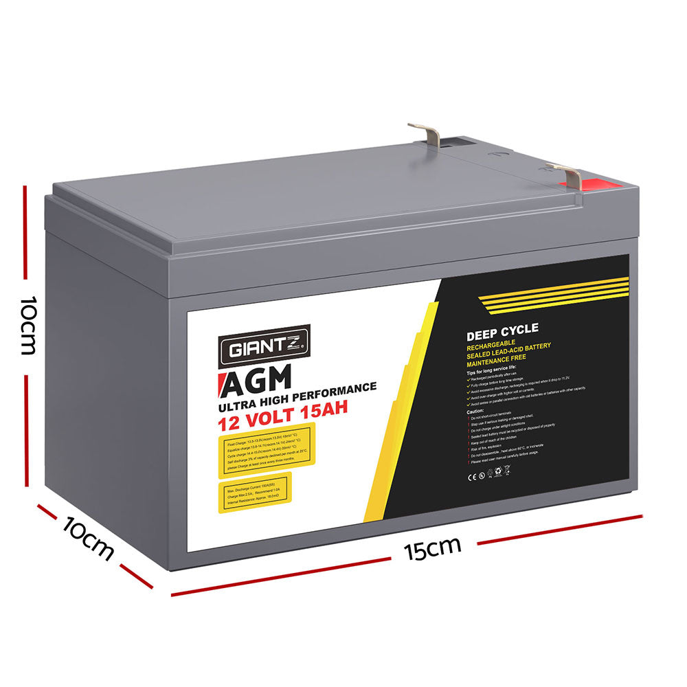 AGM Battery 12V 15Ah Deep Cycle Box Portable Solar Caravan Camping