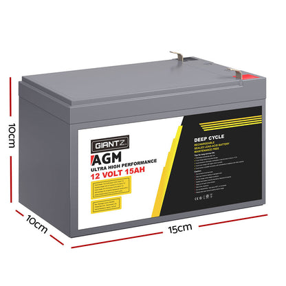 AGM Battery 12V 15Ah Deep Cycle Box Portable Solar Caravan Camping