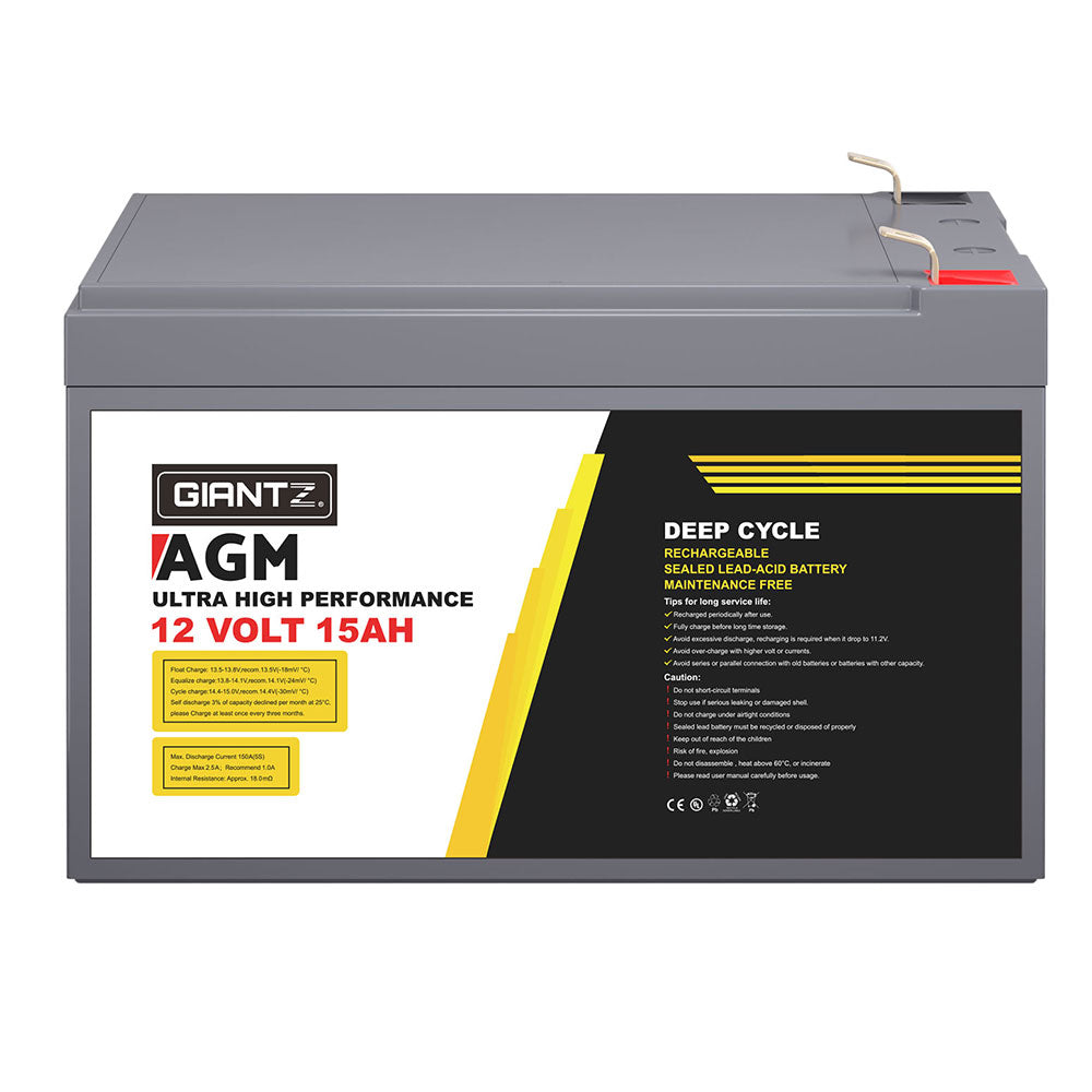 AGM Battery 12V 15Ah Deep Cycle Box Portable Solar Caravan Camping