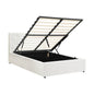 Bed Frame King Single Gas Lift Base Storage Fabric/Leather Grey/White