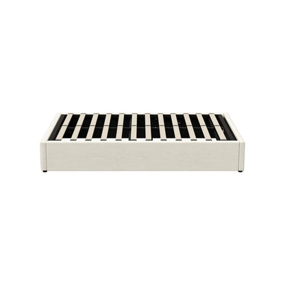 Bed Frame Queen Size Gas Lift Storage Base Velvet Cream