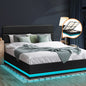 Double Bed Frame, RBG Mattress Base with Gas Lift and Storage Space Black