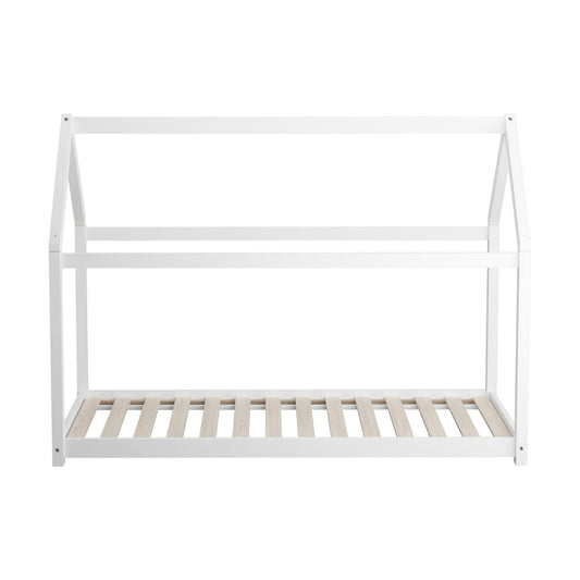 Bed Frame Single Wooden Timber House Style Mattress Base Platform White