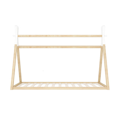 Kids Bed Frame Wooden Timber King Single Teepee House Frame Beds