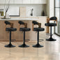 4x Bar Stools Swivel Gas Lift Metal Leather