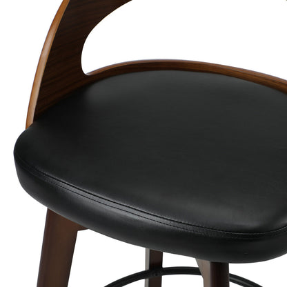 4x Bar Stools Swivel PU Leather Black