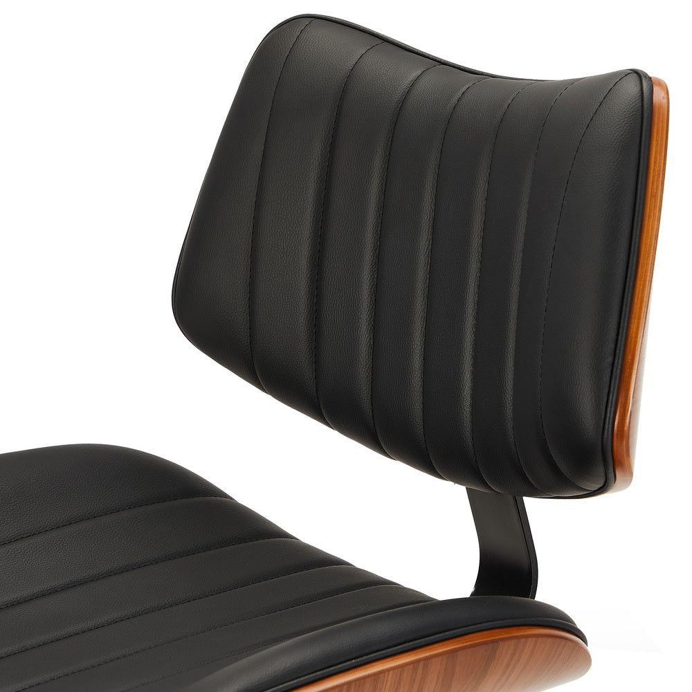 2x Bar Stool Kitchen Swivel Chair Wooden Leather Gas Lift Black