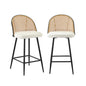 2/4x Bar Stools Kitchen Counter Stool Rattan Boucle Fabric
