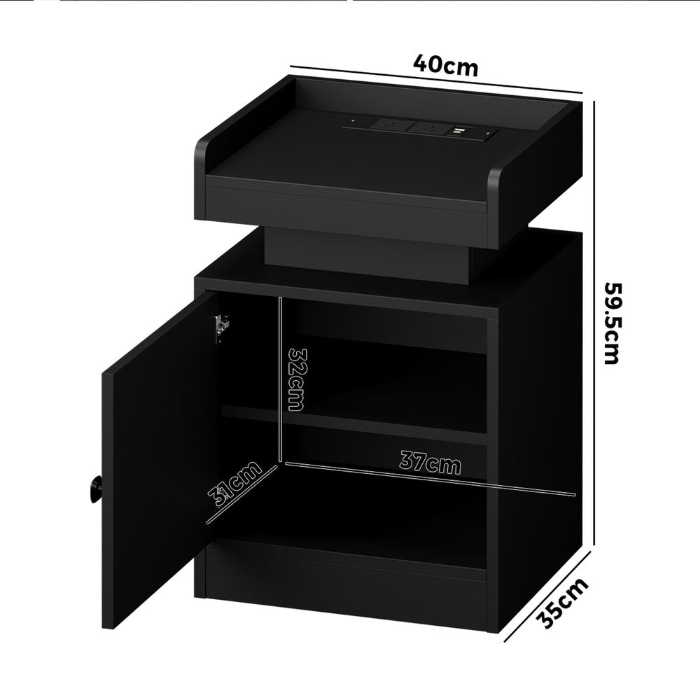 2x LED Bedside Table USB Charging Station White