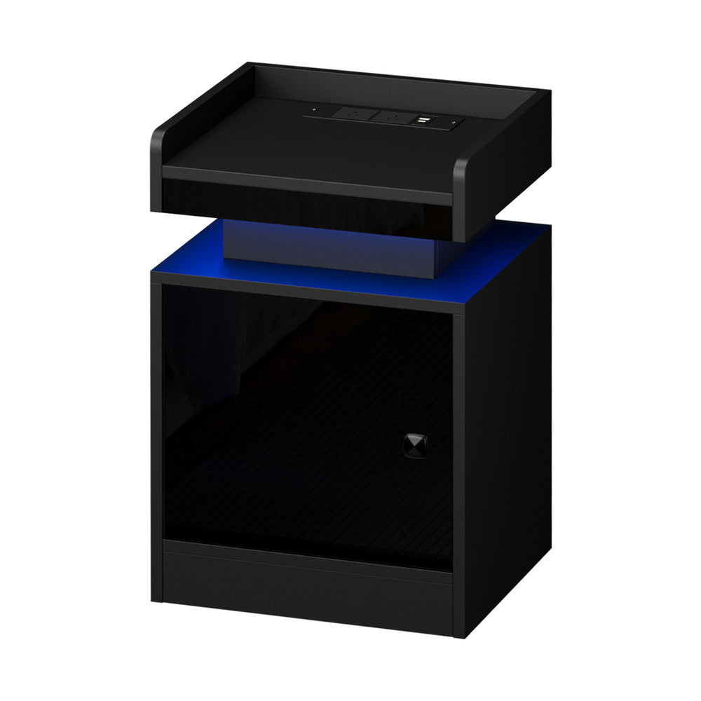 2x LED Bedside Table USB Charging Station White