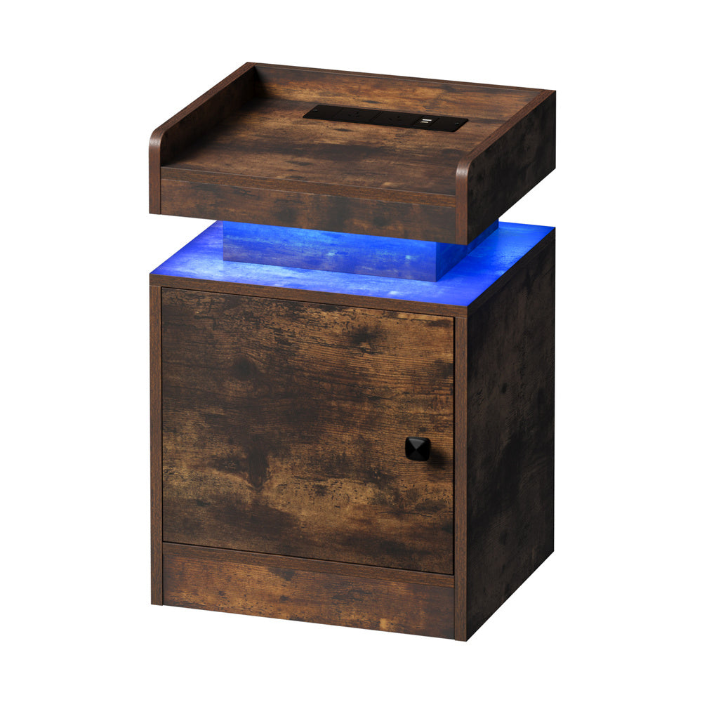 2x LED Bedside Table USB Charging Station White