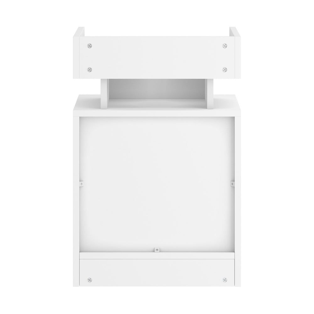 2x LED Bedside Table USB Charging Station White