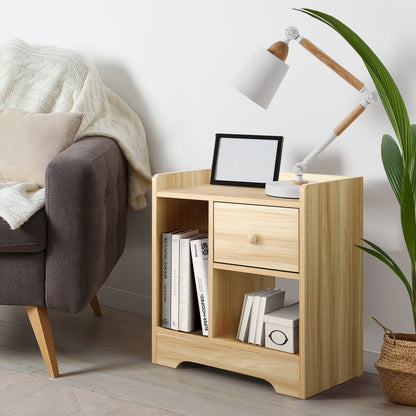 Bedside Tables Set of 2 Nightstand Shelf Natural